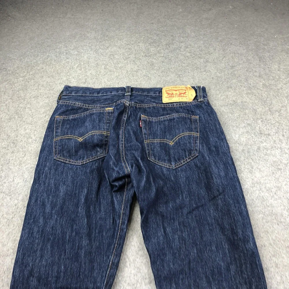 Levis 501 Jeans Mens 34x30 Blue Dark Wash Regular Straight Denim Pants Casual